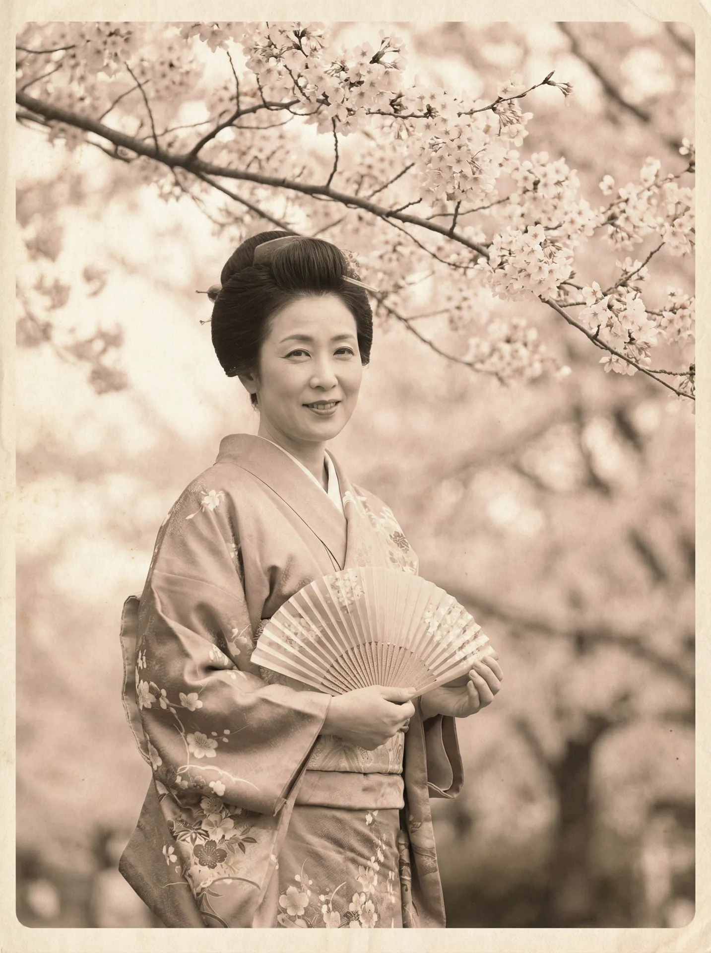 一位持扇的优雅 两个人免费视频观看高清频道 在樱花树下的复古写真